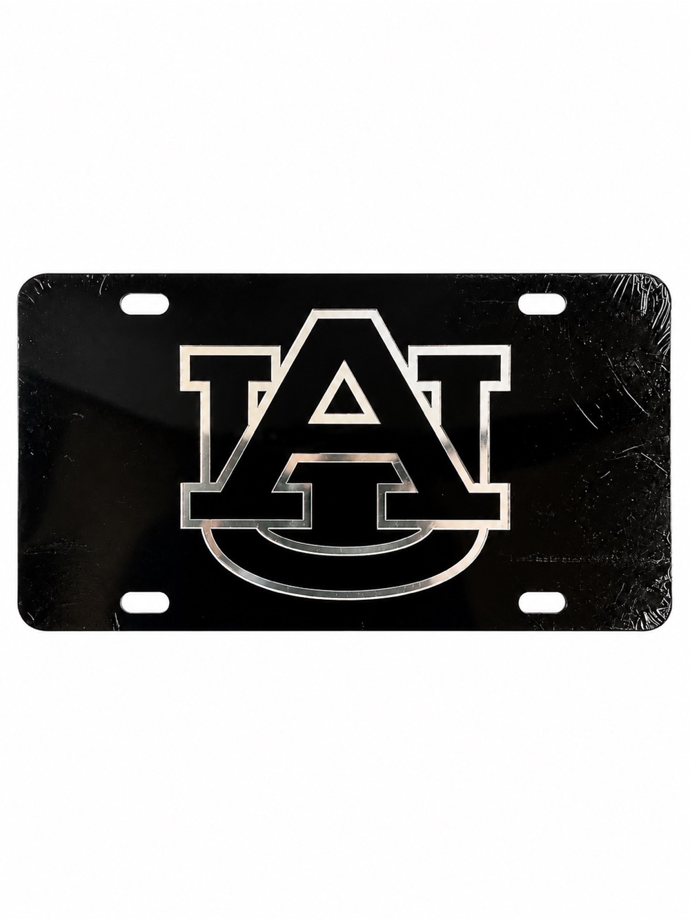 NEW Auburn Tigers AU Black Silver Mirrored Acrylic License Plate Car Tag